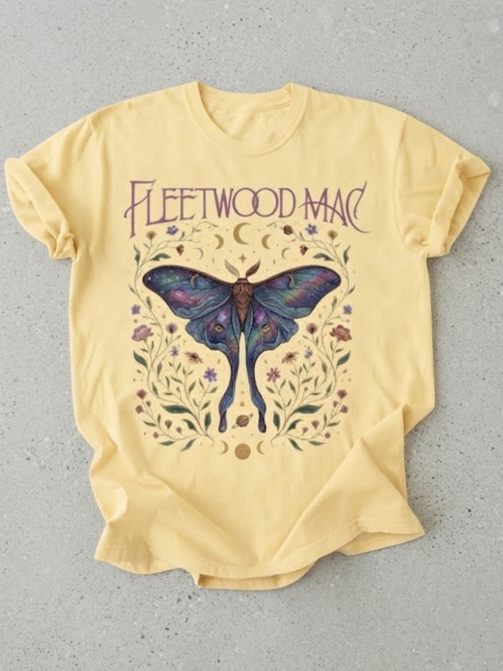 Fleetwood Mac Luna Moth Celestial Floral Galaxy Gildan T-Shirt